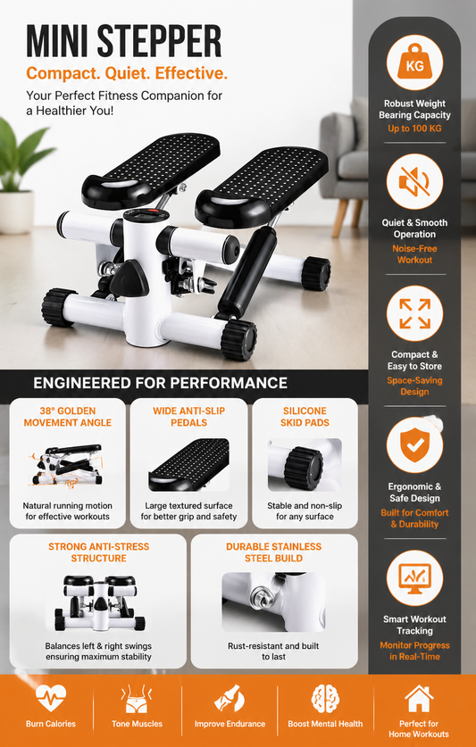 Multi-function stepper compact home fitness machine for full-body workout