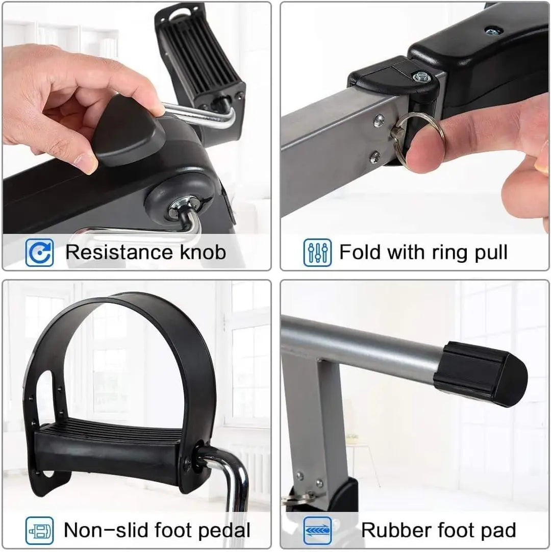Mini exercise bike adjustable tension knob for resistance control suitable for beginners and seniors